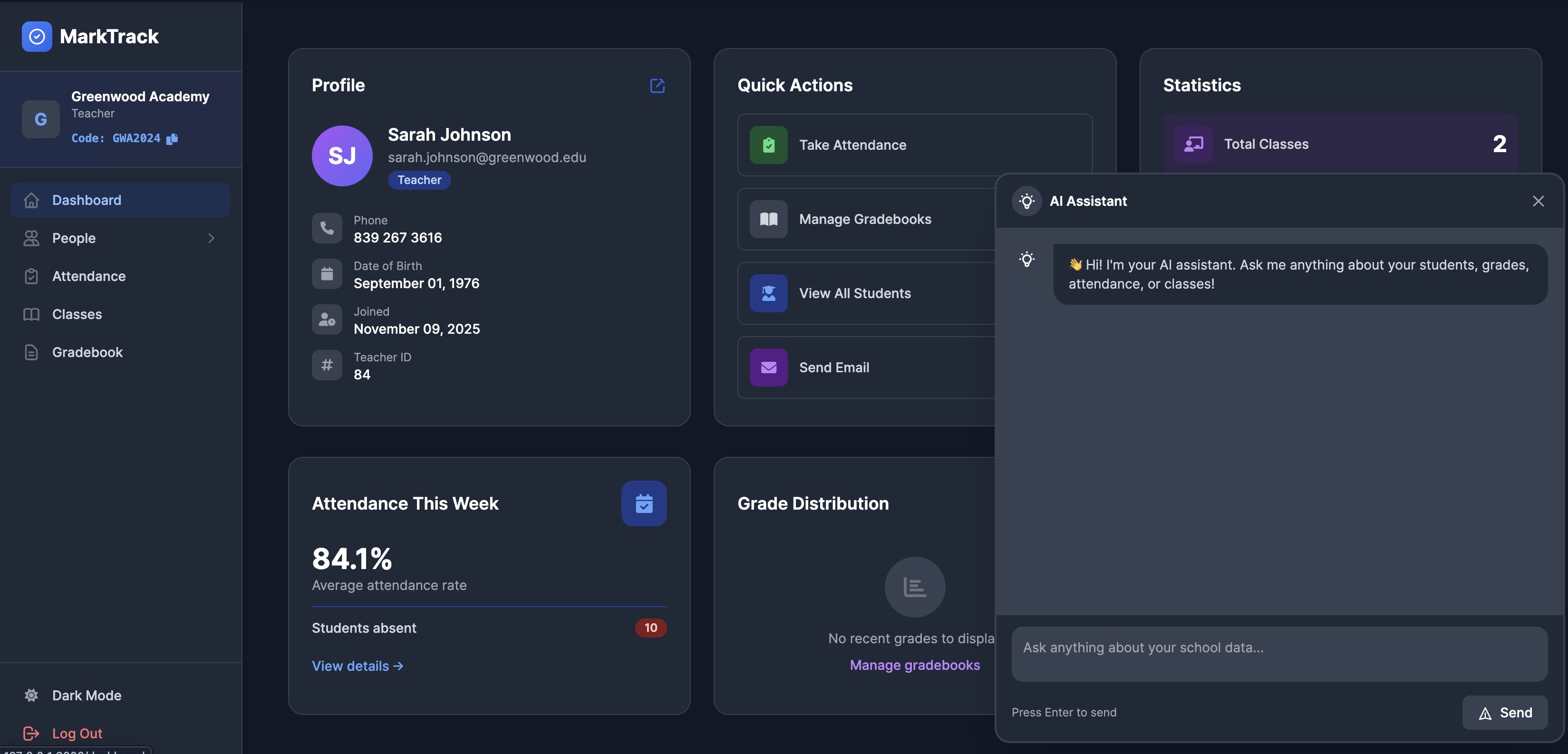 MarkTrack AI Assistant