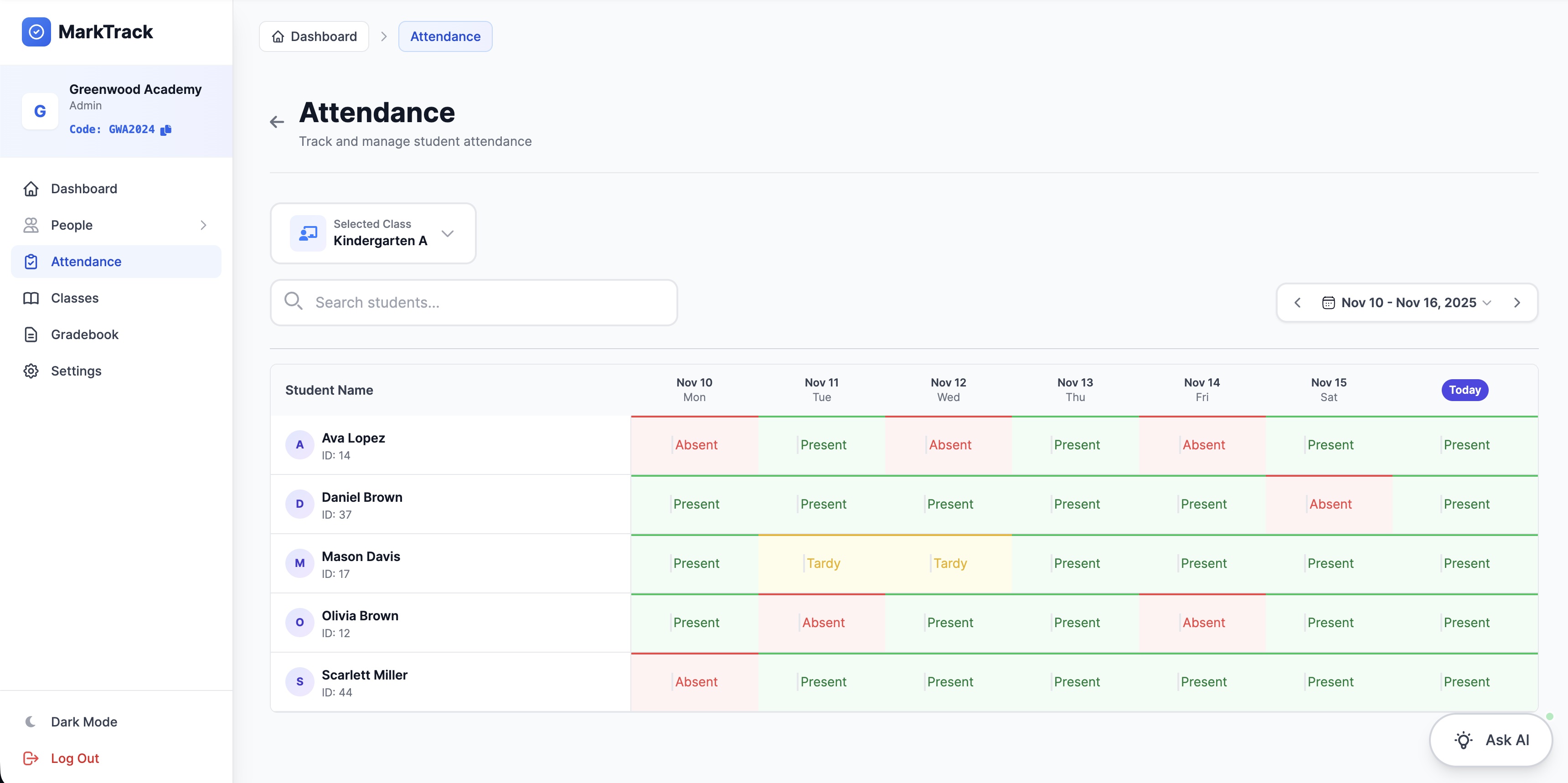 MarkTrack Attendance