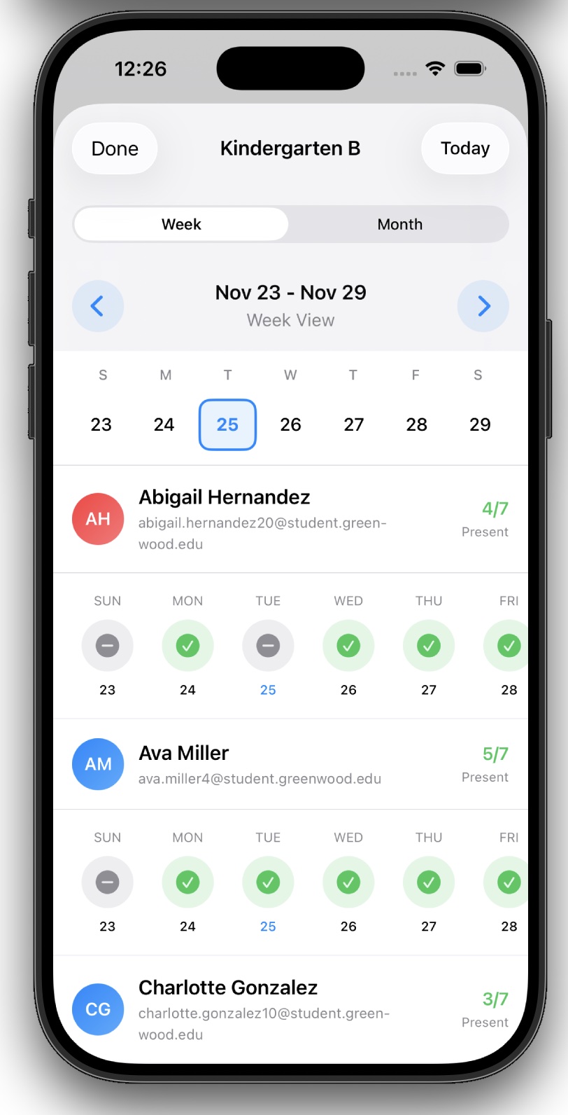 MarkTrack iOS - Attendance