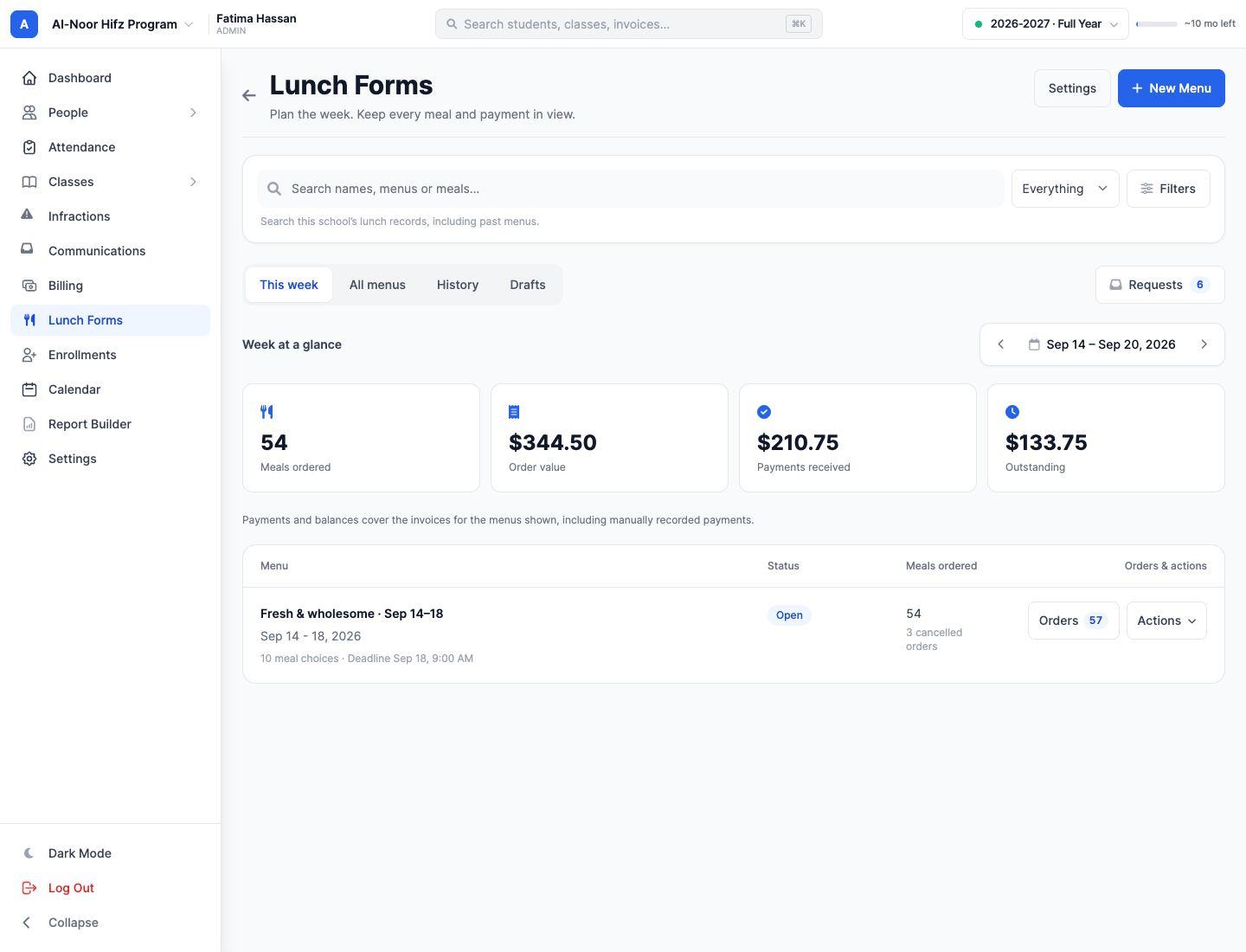 Introducing Lunch Forms for MarkTrack