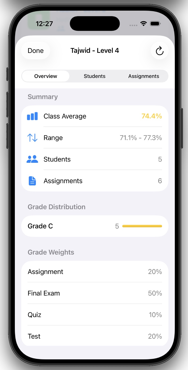 MarkTrack iOS - Gradebook